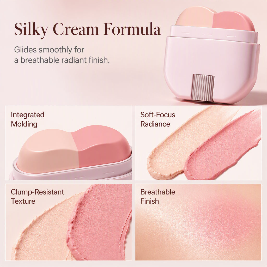 2-in-1 Blush & Highlighter Stick – One-Stroke & Blendable Design, No Patchy Finish