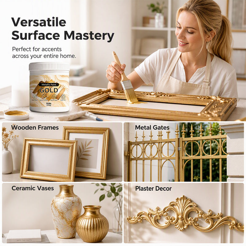 Weatherproof Metallic Silver & Gold Paint for Walls