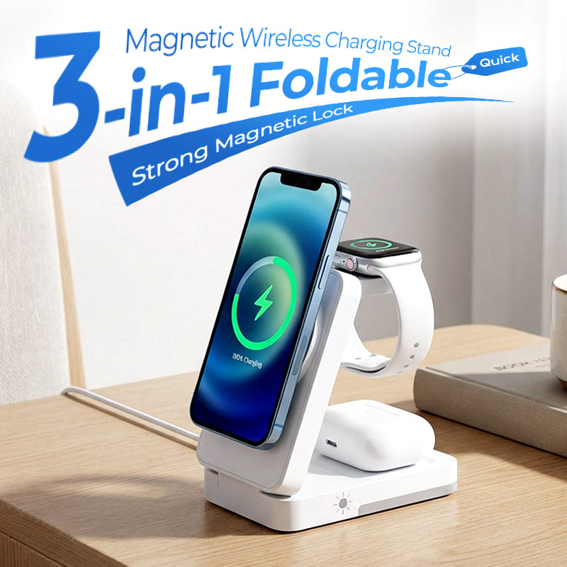 3-in-1 Foldable Magnetic Wireless Charging Stand
