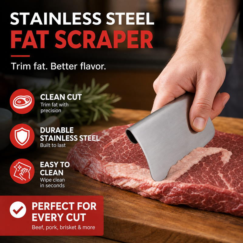 🥩 Ergonomic Curved Meat Scraper for Fat & Fascia Removal