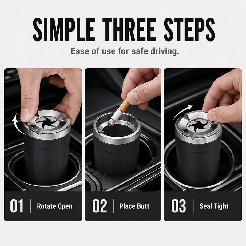 🎉 2026 SaleRotating Car Ashtray with Ceramic Inner Liner