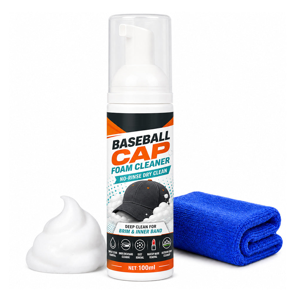 🧢50% OFF NOW! No‑Rinse Baseball Cap Foam Cleaner, Deep Clean Hat Foam Cleaning Spray, Sweat Stain & Dust Remover for Baseball Hats, Quick Dry Cap Care Solution