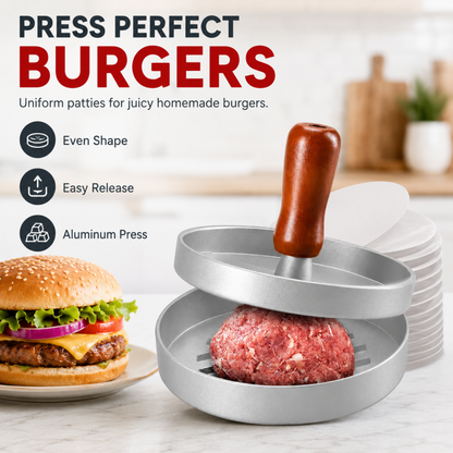 Burger Press with Wooden Handle