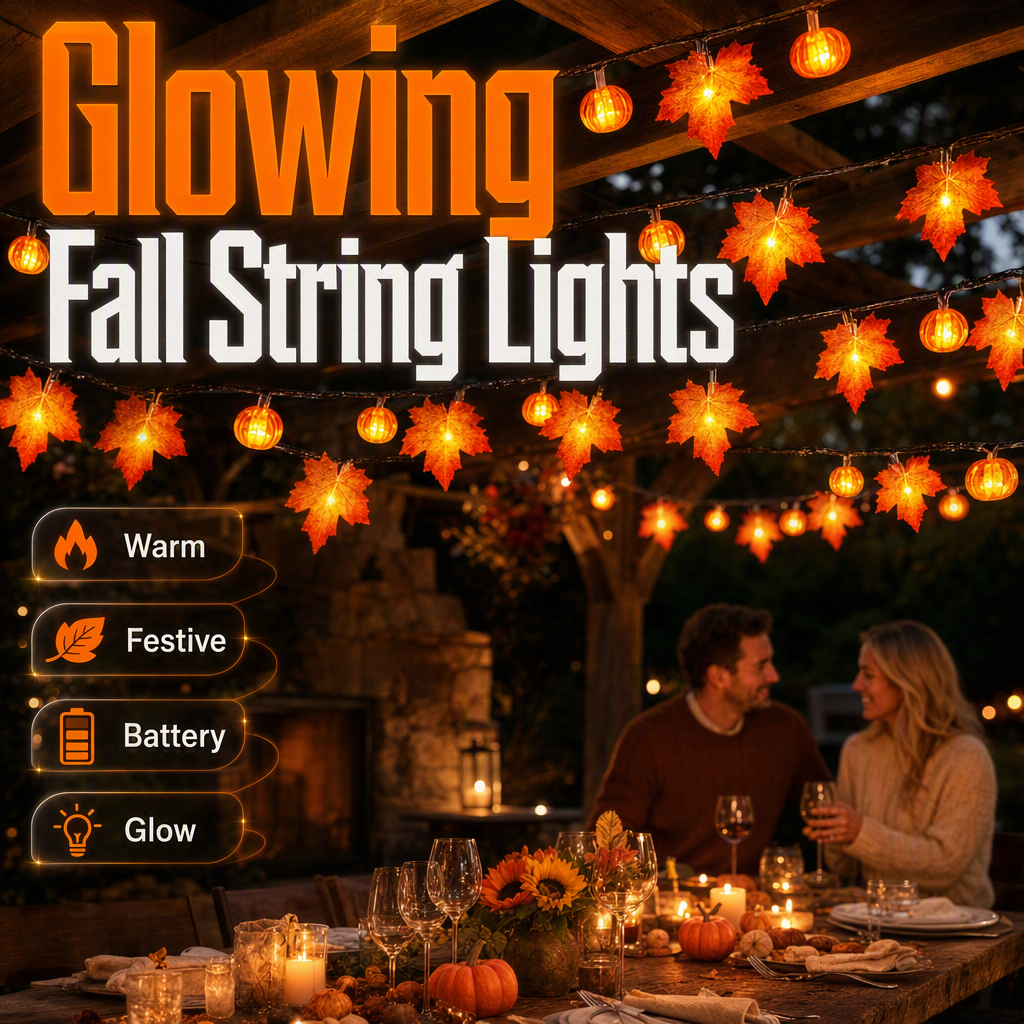 LED Maple Leaf Pumpkin String Lights