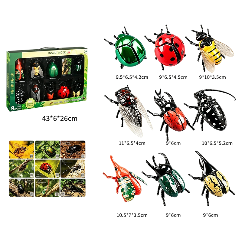 Wind-Up Winged Insect Simulation Toy Set with Educational Cards