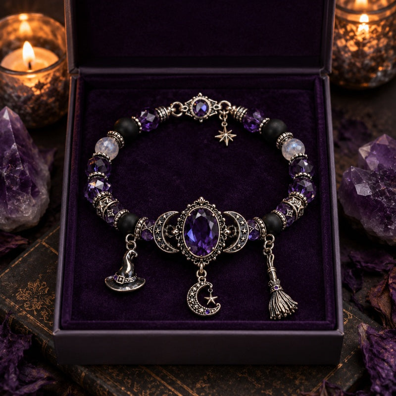 💜 Gothic Purple Rhinestone Halloween Bracelet