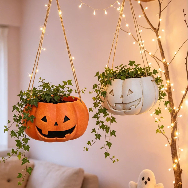 Halloween Hanging Pumpkin Flower Pot