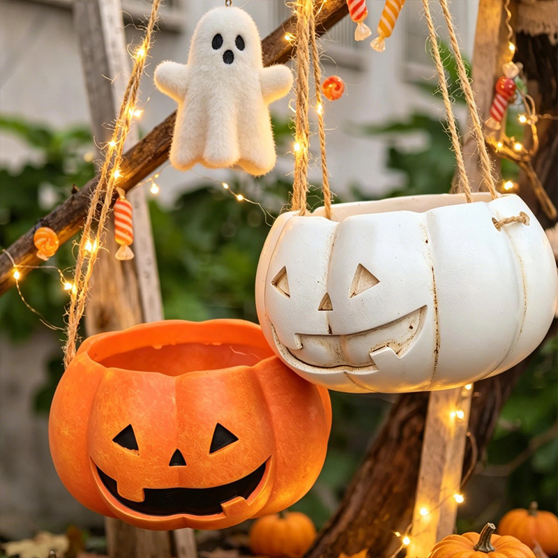 Halloween Hanging Pumpkin Flower Pot