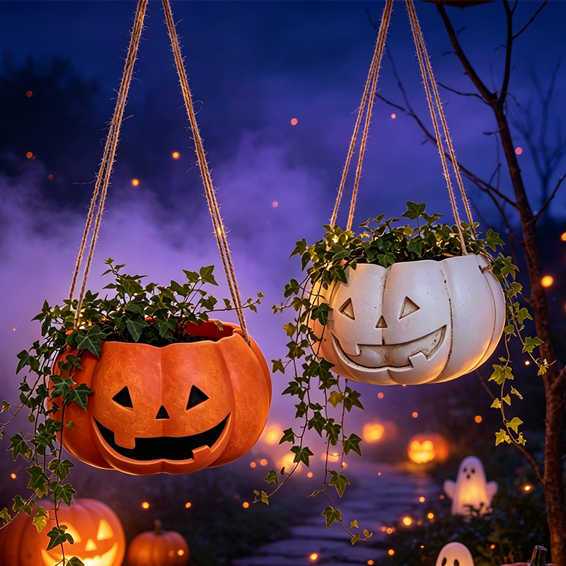 Halloween Hanging Pumpkin Flower Pot