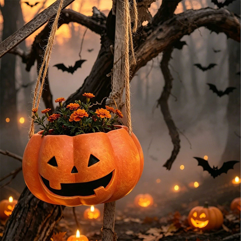 Halloween Hanging Pumpkin Flower Pot