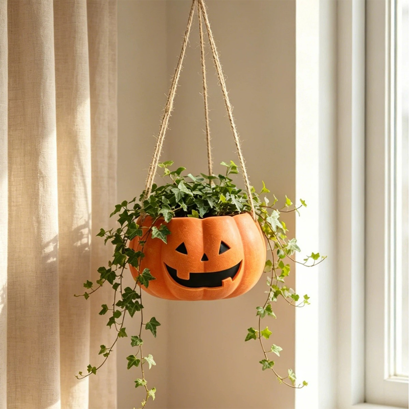 Halloween Hanging Pumpkin Flower Pot
