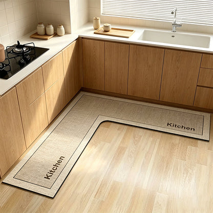 💧 Stop slipping on wet kitchen floors — this L-shaped mat absorbs water and oil fast, stays put, and cushions your feet while you cook. 🏠