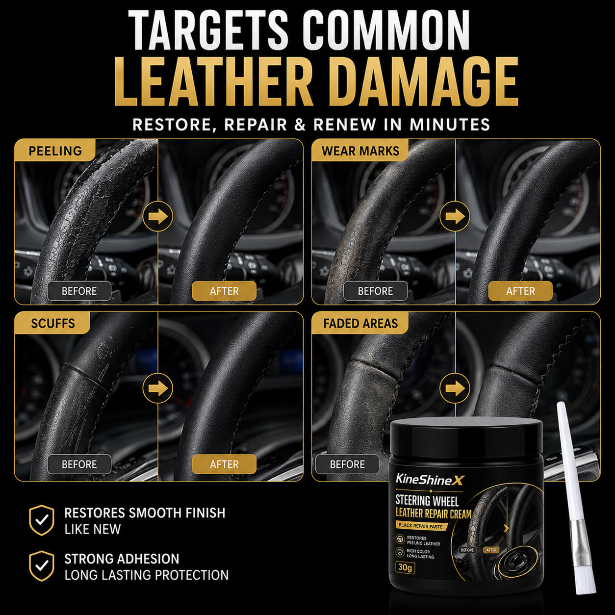🔥Last day of the limited-time 50% off sale!🔥Leather Repair Cream for Steering Wheels