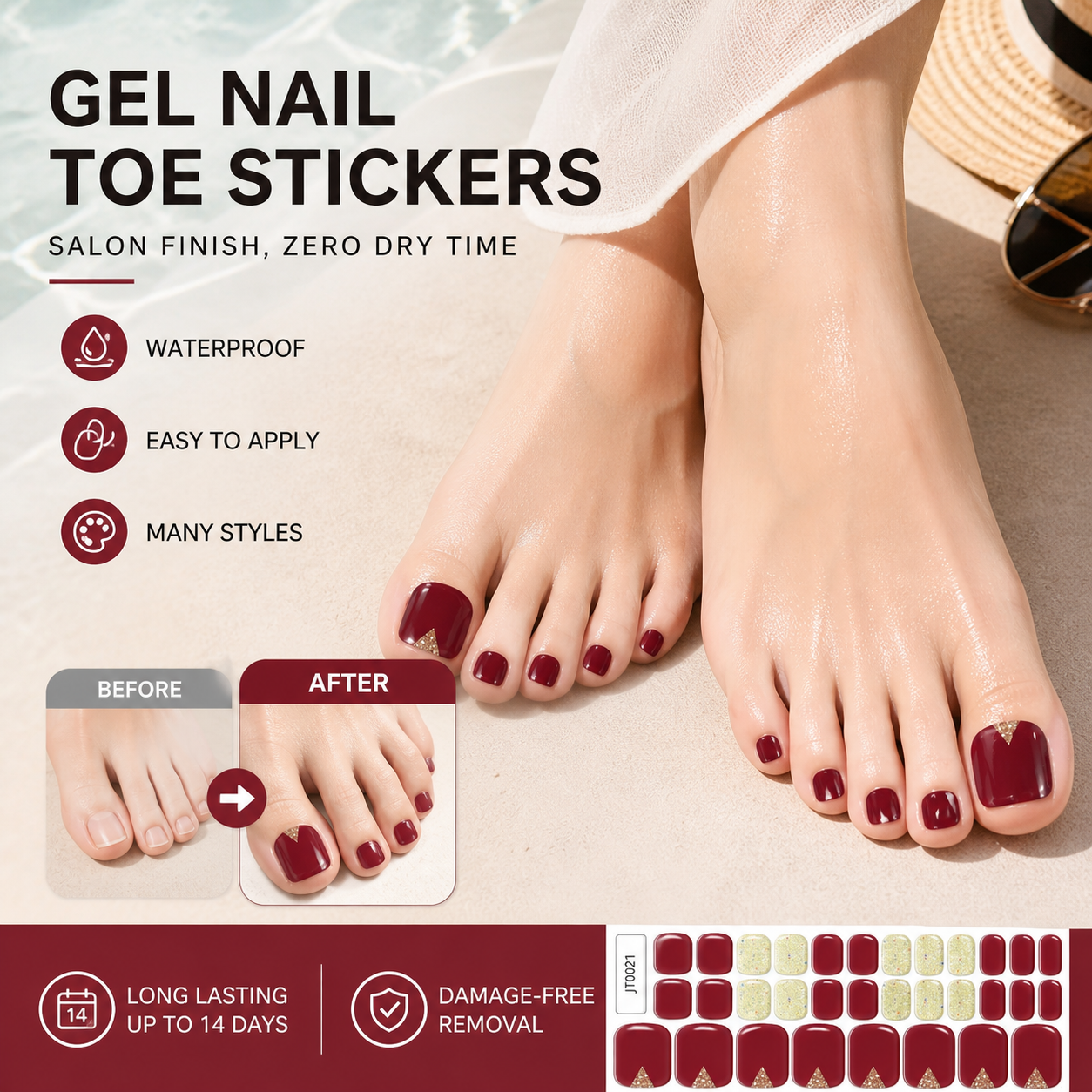 🥳2026 HOT SALE🥳💞Semi-Cured Gel Toenail Stickers