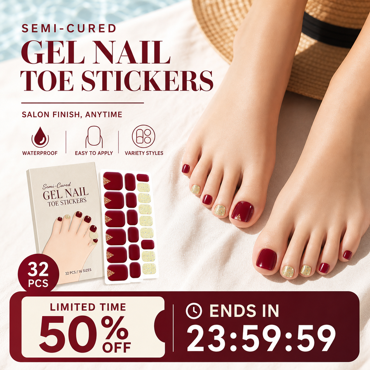 🥳2026 HOT SALE🥳💞Semi-Cured Gel Toenail Stickers