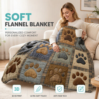 🐾 50% OFF! 🧸 Cute Paw Print Soft Flannel Blanket — Cosy Comfort for Chilly Days ✨