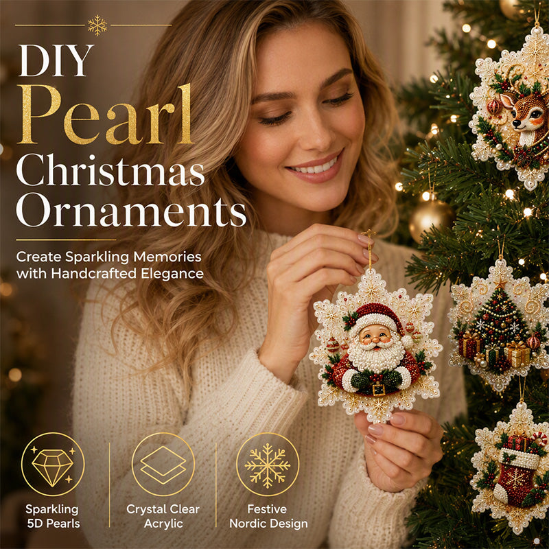 🎄50% OFF NOW! Christmas DIY Painting Hanging Ornaments Set‑5D Pearl Rhinestone DIY Christmas Tree Decorations, Festive Handmade Craft Kit for Holiday Home Decor