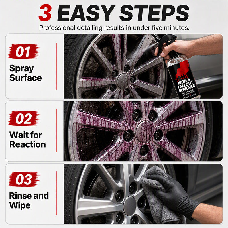 🚗50% OFF NOW! Fast-Acting Car Iron and Fallout Remover Spray‑pH Neutral Wheel & Paint Decontamination Spray, Dissolves Brake Dust, Rust Spots & Metal Particles