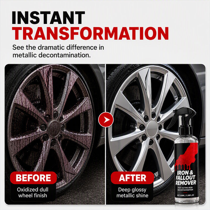 🚗50% OFF NOW! Fast-Acting Car Iron and Fallout Remover Spray‑pH Neutral Wheel & Paint Decontamination Spray, Dissolves Brake Dust, Rust Spots & Metal Particles