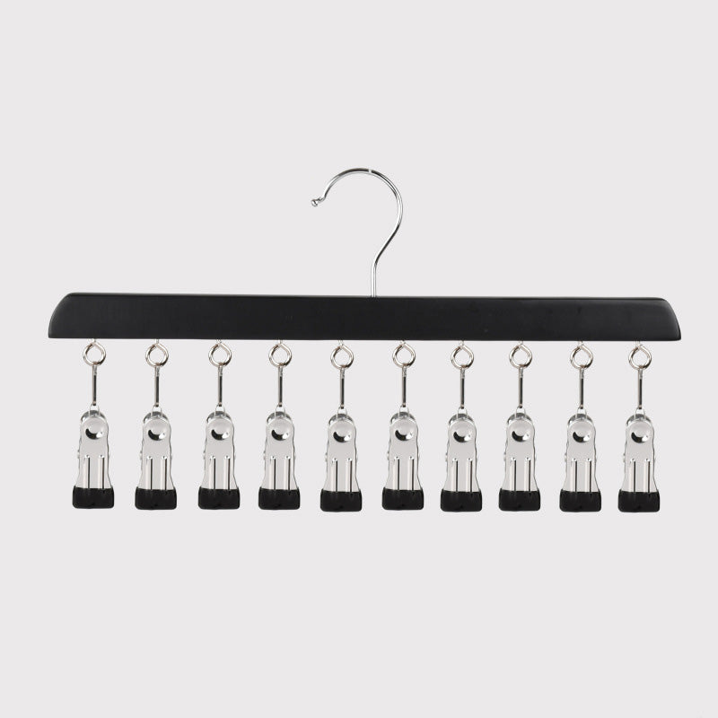 Hang 10 Items Instantly! No-Slip Wooden Multi-Clip Organizer