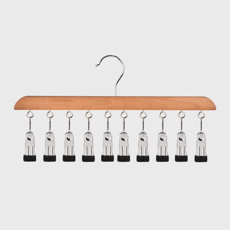 Hang 10 Items Instantly! No-Slip Wooden Multi-Clip Organizer