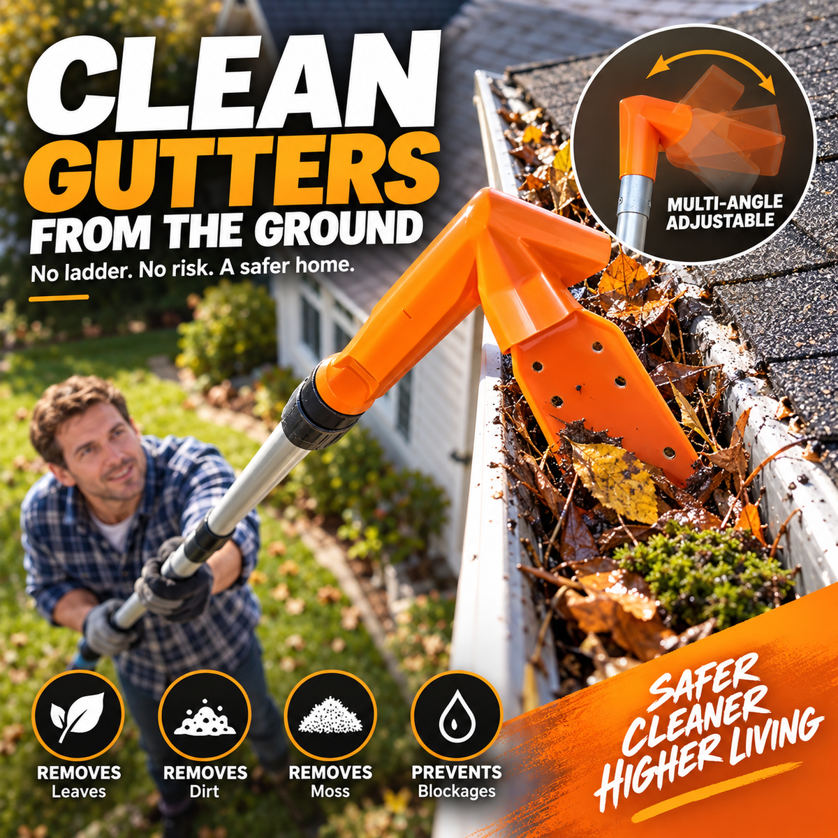 🔧 LIMITED‑TIME 50% OFF! ✨ No-Climb Gutter Cleaning Tool