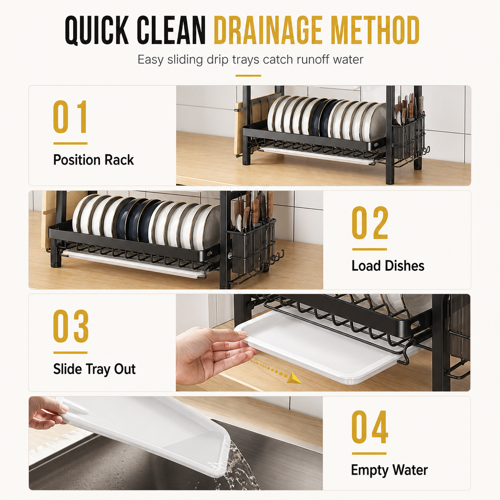 Multi-Tier Kitchen Countertop Dish Drying Rack