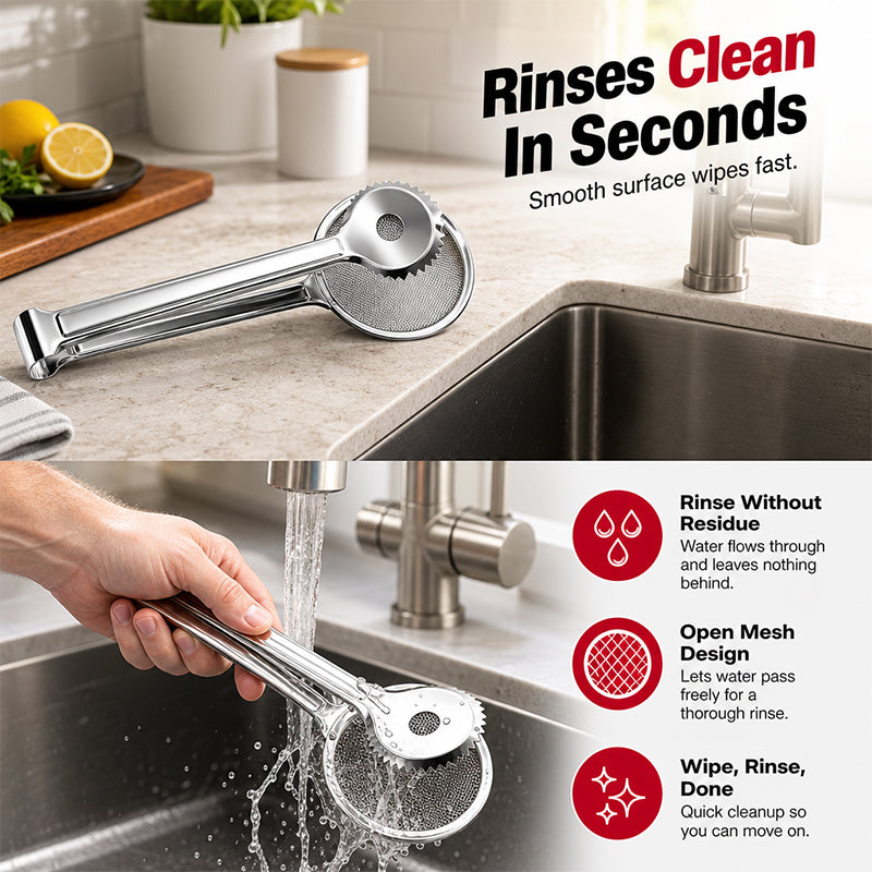 🥢 2-in-1 Stainless Steel Oil Filter Tongs – Easy Kitchen Straining Tool ✨