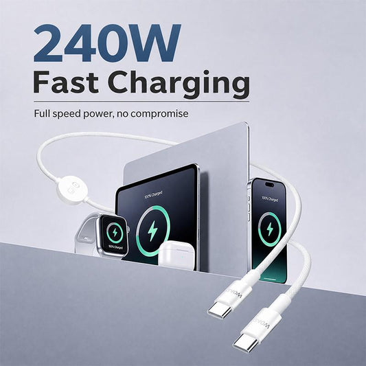 Charge Multi-Devices Instantly! No-Clutter 240W Braided Cable