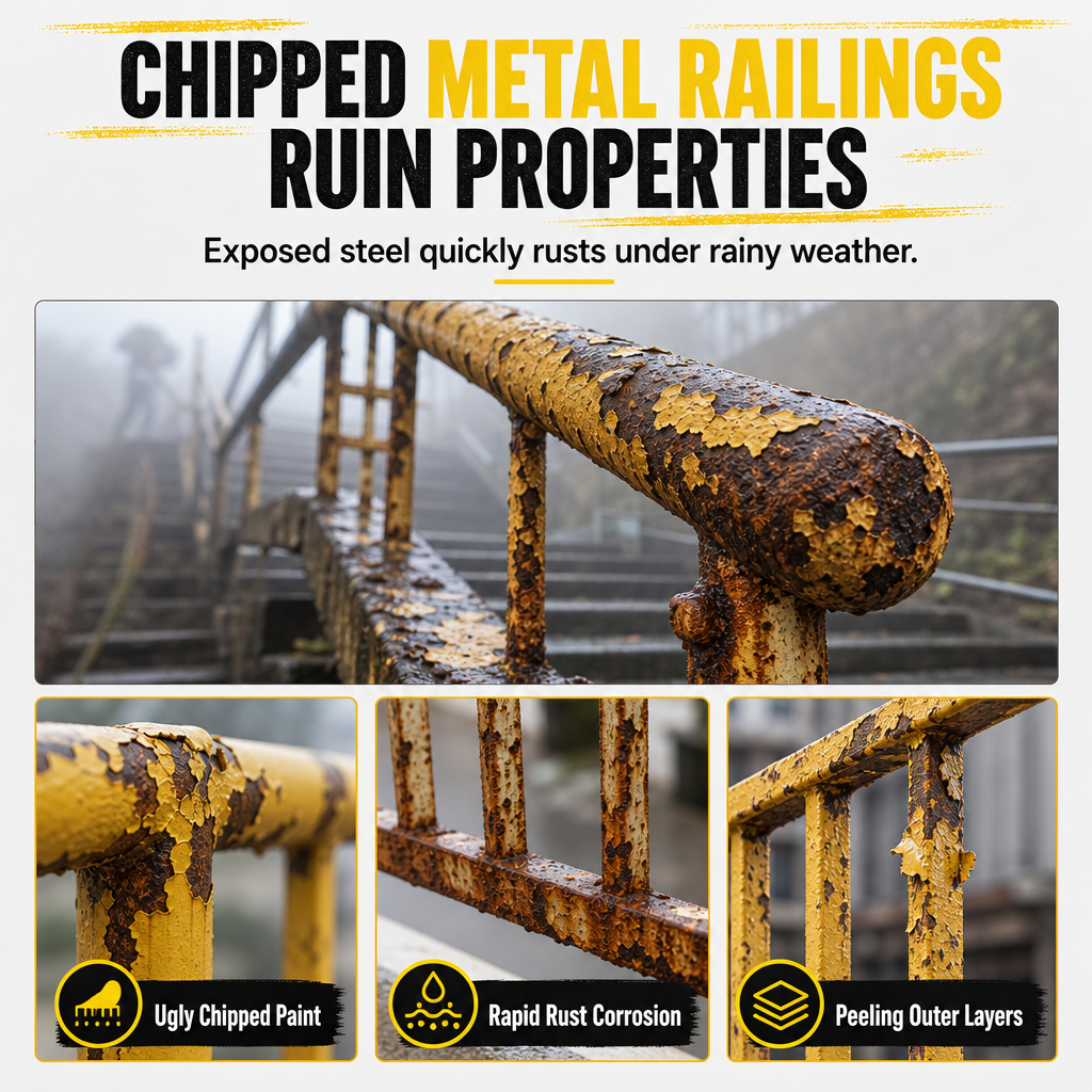 🟨 Metal Guardrail Paint Repair Paste | Brush Kit
