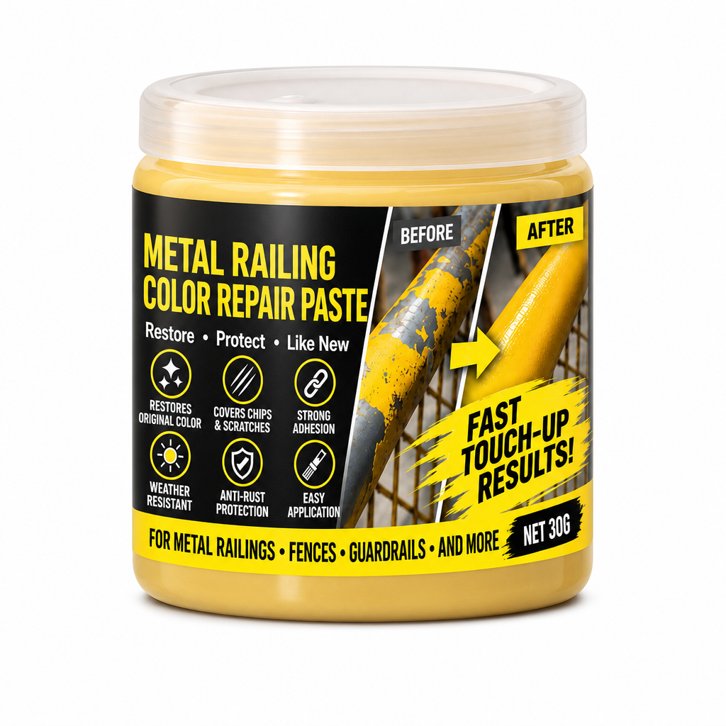 🟨 Metal Guardrail Paint Repair Paste | Brush Kit