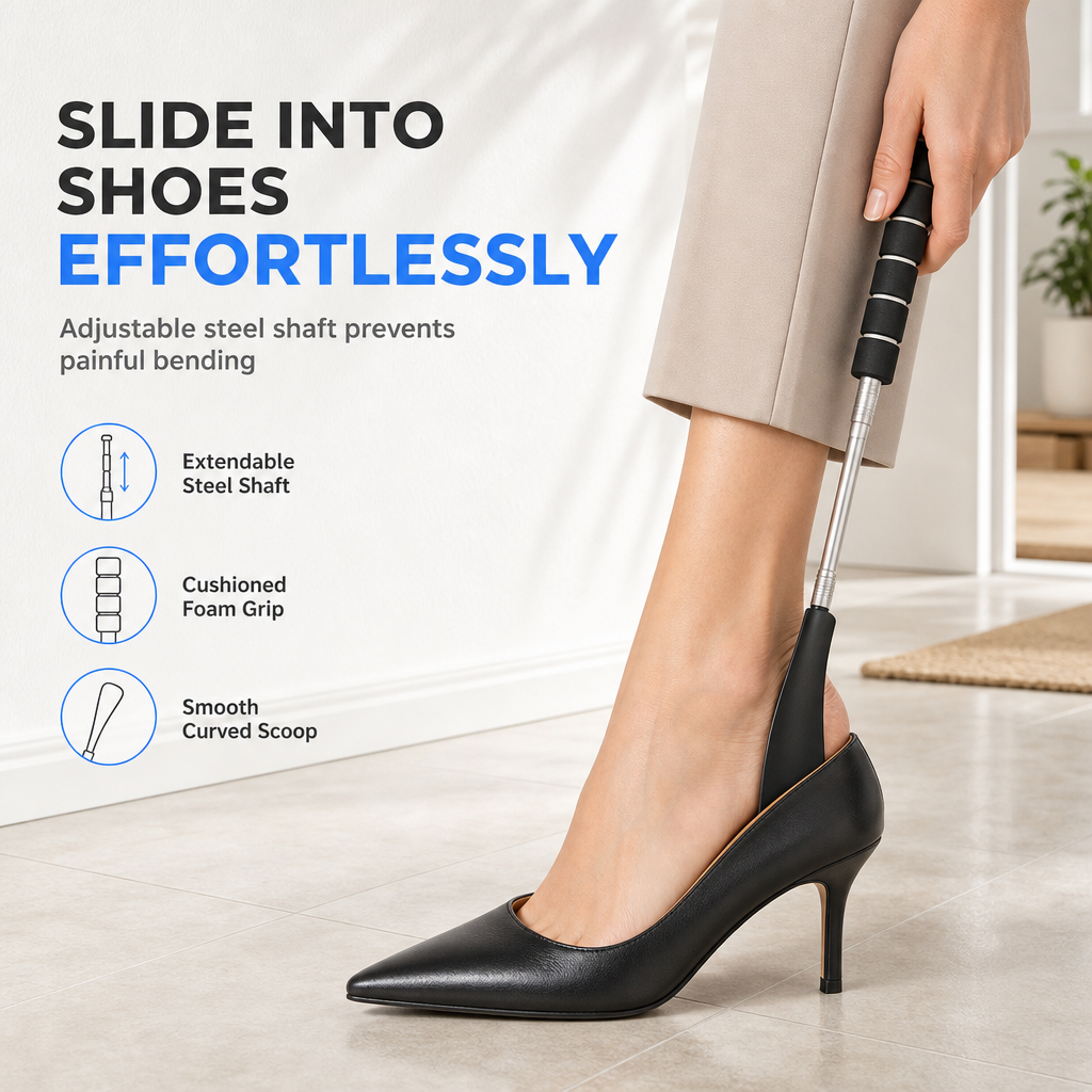 👞 BUY 1 GET 1 FREE 🎁 Telescopic Shoe Horn — 70cm Long Handle, No Bending