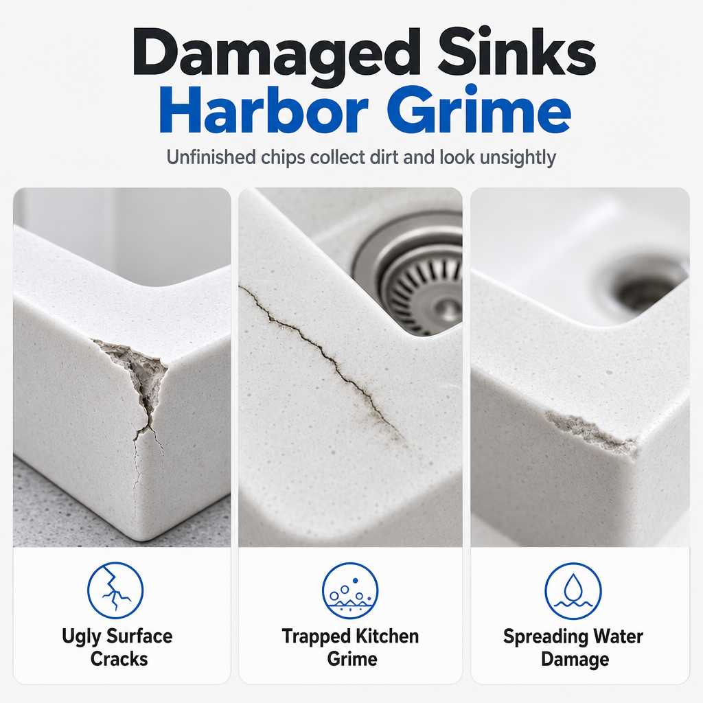 White Composite Sink Corner Repair Paste
