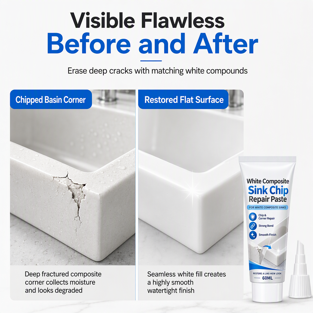 White Composite Sink Corner Repair Paste