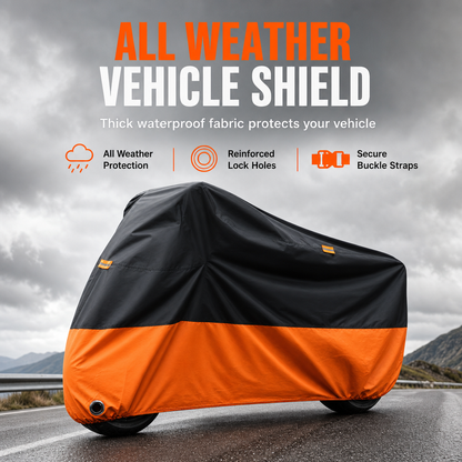 🏍️ 50% OFF NOW! 🌧️ Waterproof Motorcycle Cover – Lock Holes, Windproof Buckle & Reflective Strips – All-Weather Protection 🛡️