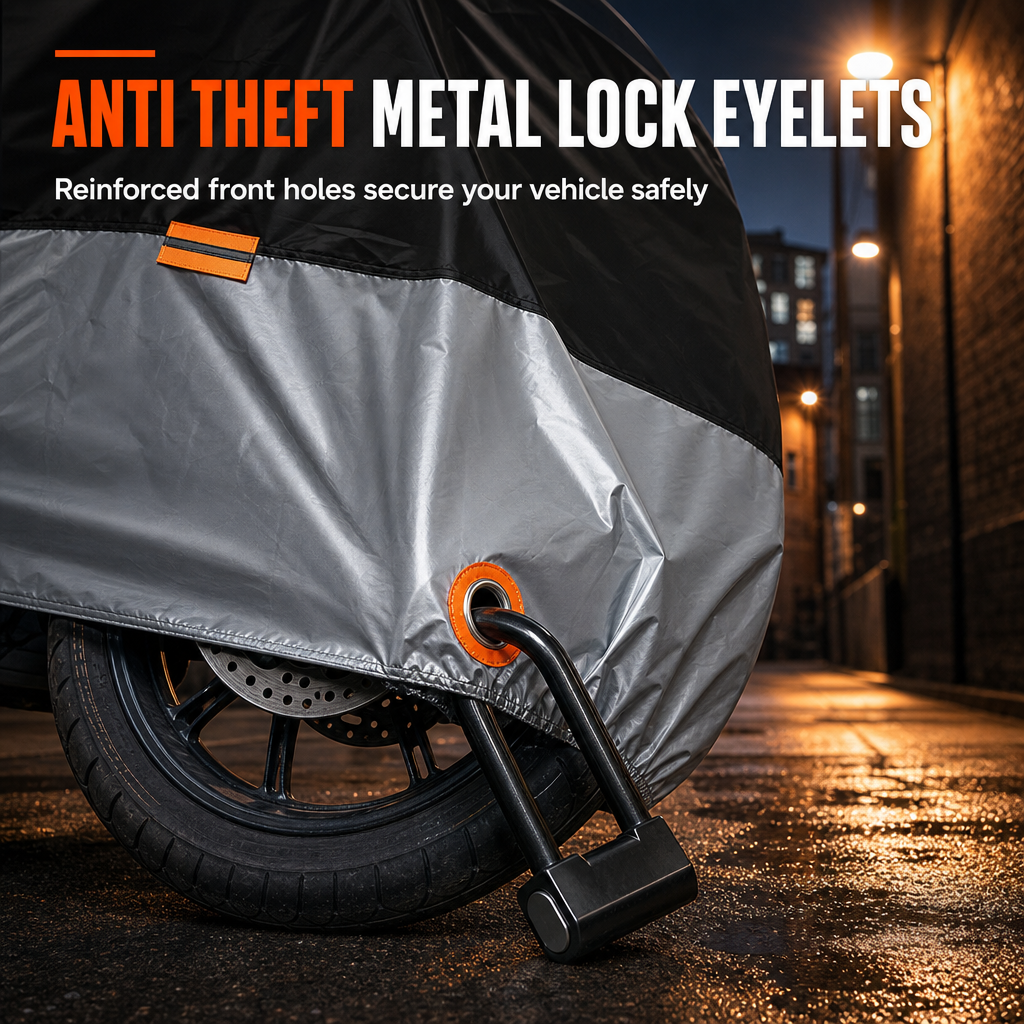 🏍️ 50% OFF NOW! 🌧️ Waterproof Motorcycle Cover – Lock Holes, Windproof Buckle & Reflective Strips – All-Weather Protection 🛡️