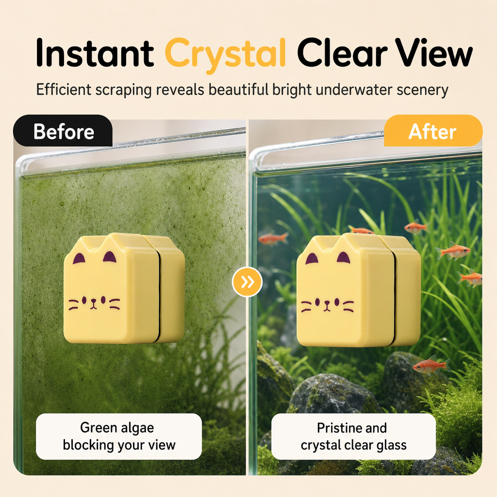Clean Tank Glass Instantly! Double-Sided Magnetic Aquarium Cleaner