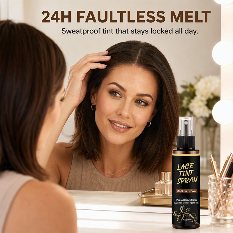 💇50% OFF NOW! Professional Lace Tint Spray for Wigs and Frontals – Quick Drying Root Tinting Mist, Flawless Gray Root Coverage & Seamless Blending for All Brown Hair Shades