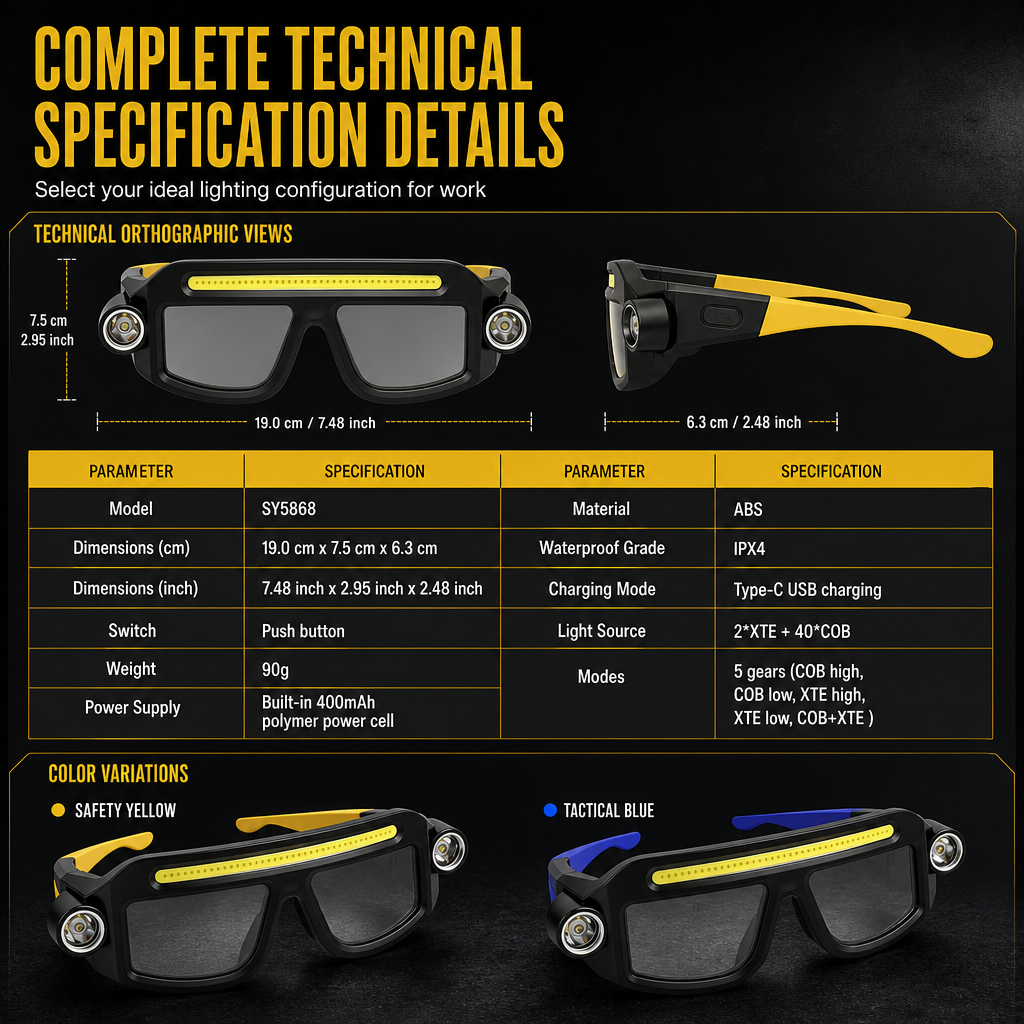 USB Rechargeable Double Sided Clip On Glasses Light for Outdoor Hiking and Reading