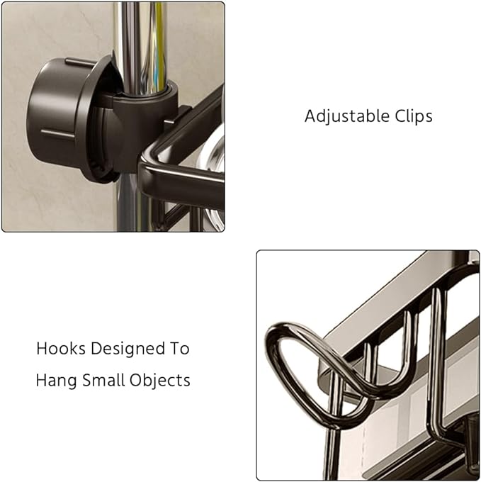 🧽🚰Faucet‑Mounted Sink‑Sponge‑Holder | Tool‑Free Install, Removable‑Drip‑Tray & Side‑Hook🏠