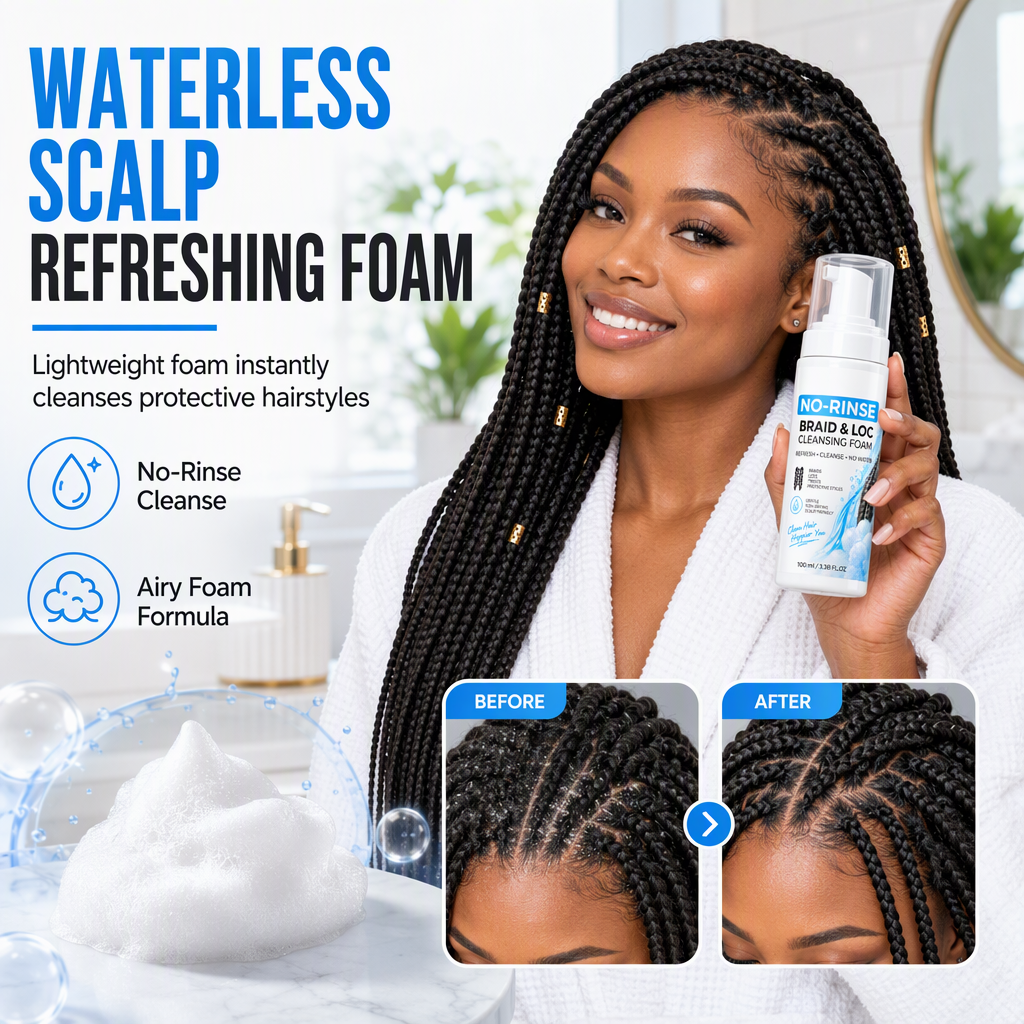 Refresh Braids Instantly! Waterless Scalp Cleansing Mousse