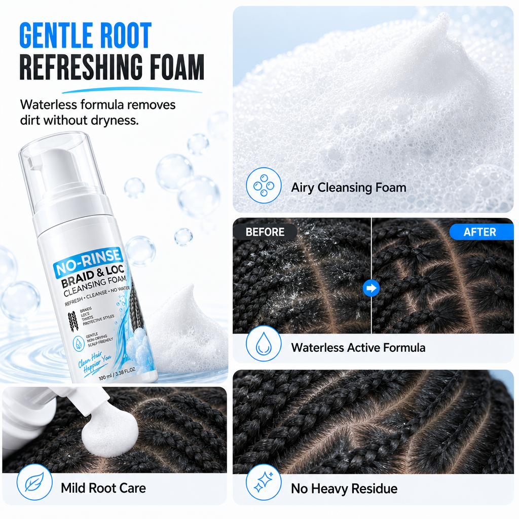 Refresh Braids Instantly! Waterless Scalp Cleansing Mousse