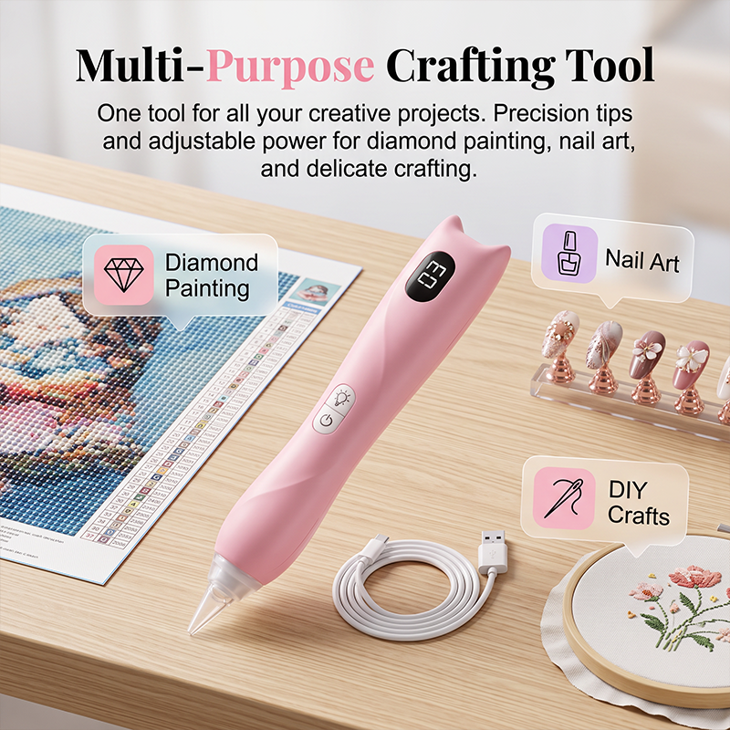 Rechargeable LED Diamond Painting Pen with USB Cable for DIY Crafting