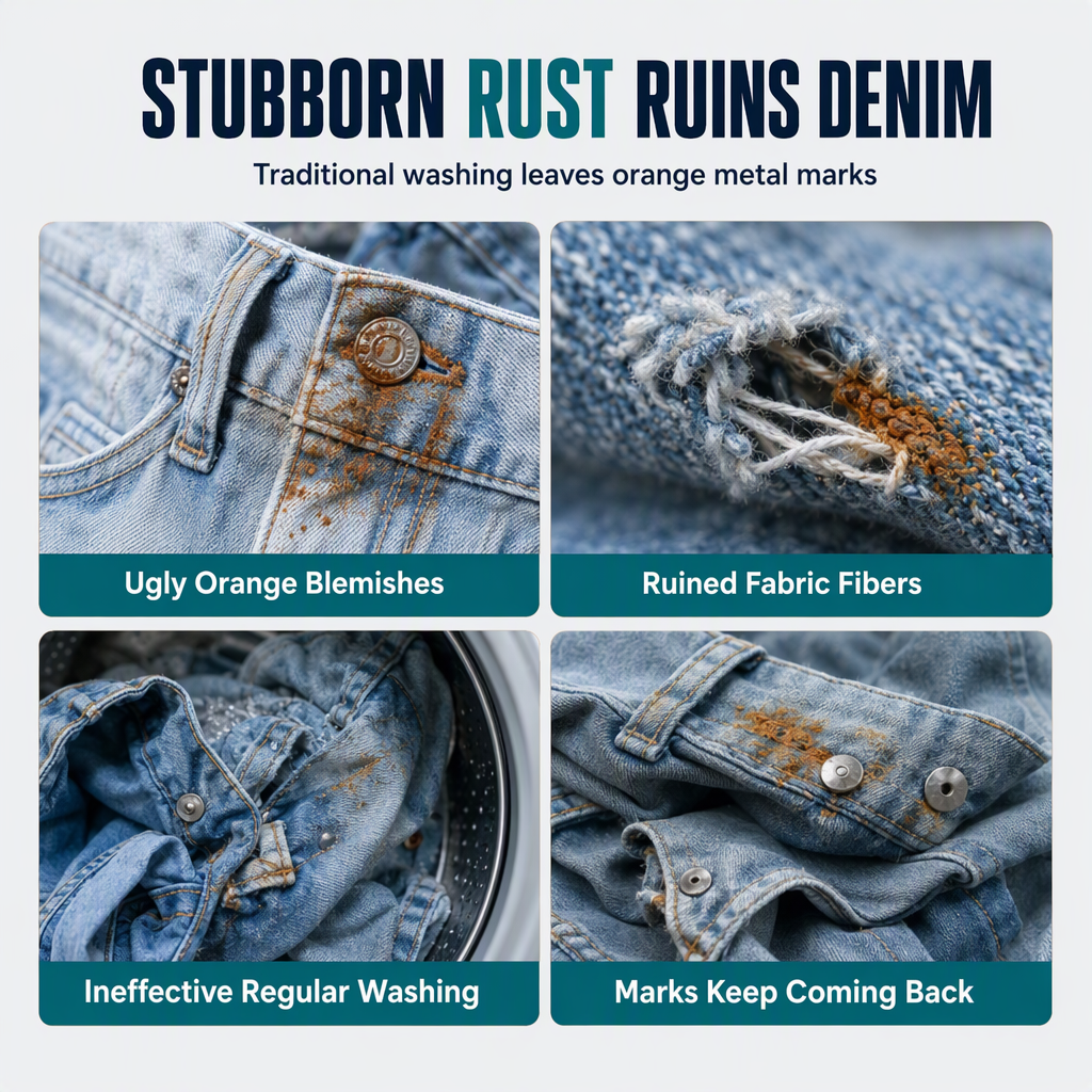 Remove Denim Rust Stains Instantly! Gentle Fabric Stain Remover