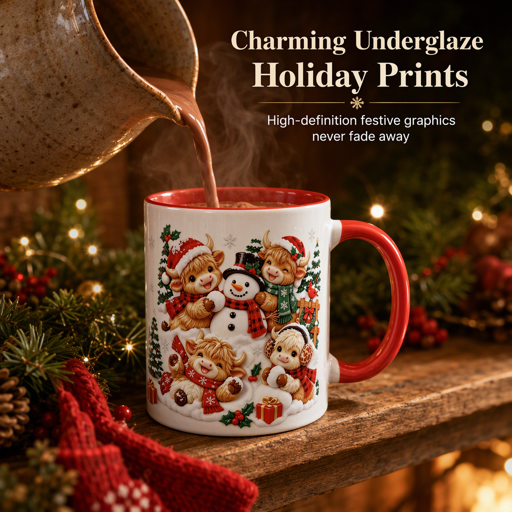 ❄️🎁Christmas Promotion✨Just £9.99 only✨Festive Christmas Highland Cow and Snowman Ceramic Mug
