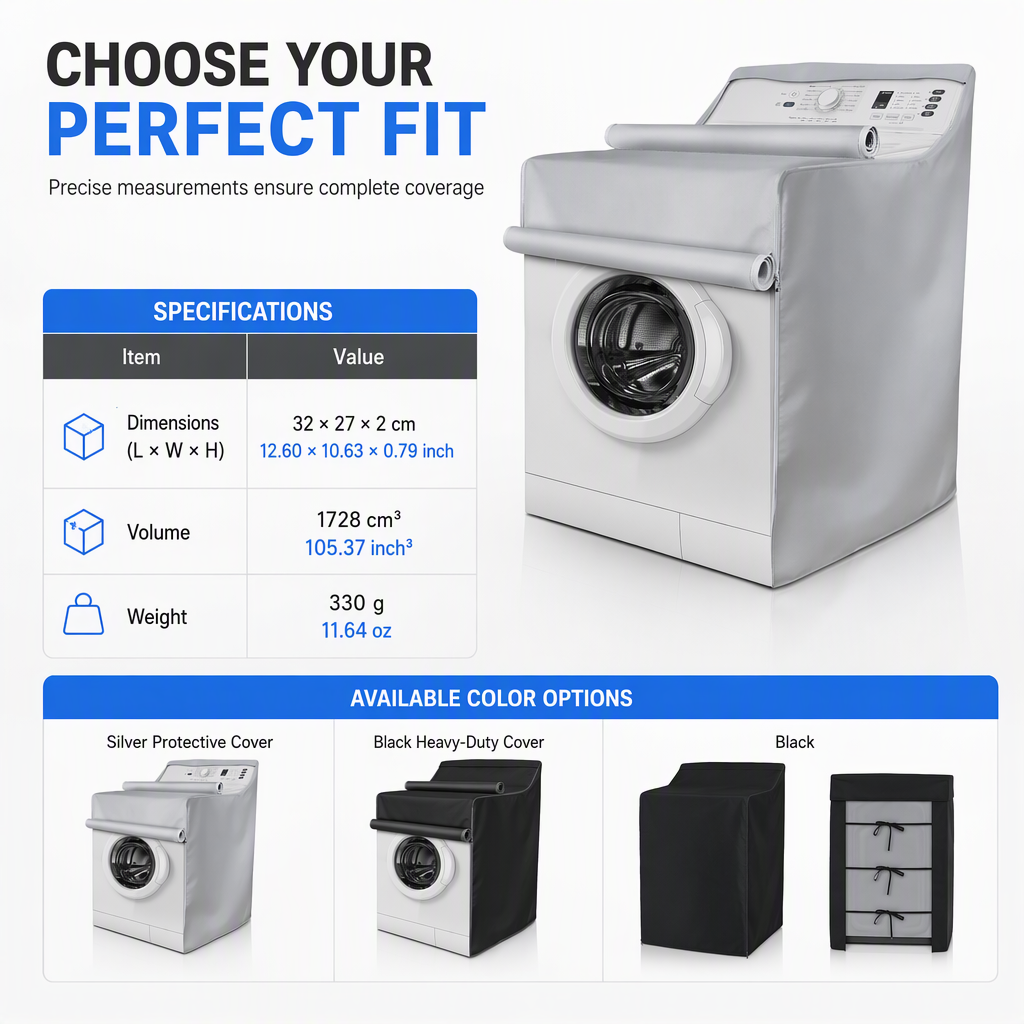 210D Waterproof Dustproof and Sunproof Protective Cover for Front Loading Washing Machine and Dryer