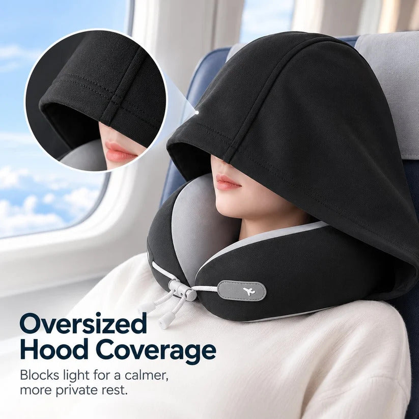 ⏳Limited-time 50% off⏰Hooded Travel Neck Pillow with Carrying Pouch😴💺