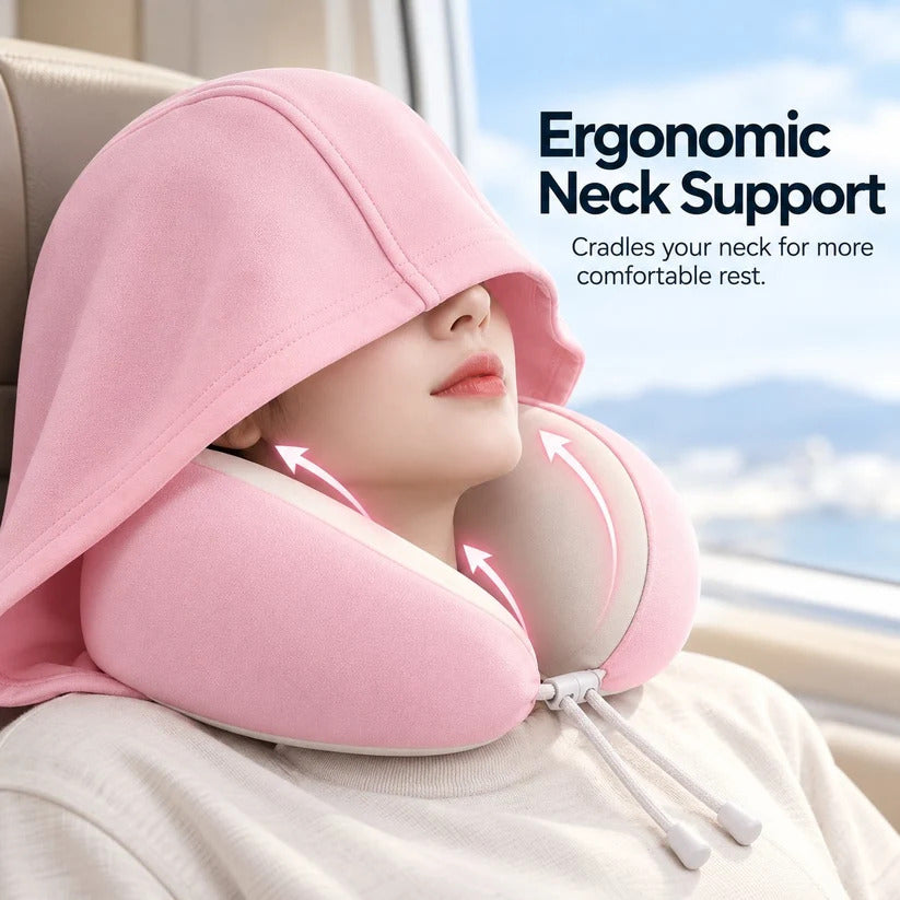 ⏳Limited-time 50% off⏰Hooded Travel Neck Pillow with Carrying Pouch😴💺