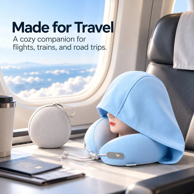 ⏳Limited-time 50% off⏰Hooded Travel Neck Pillow with Carrying Pouch😴💺