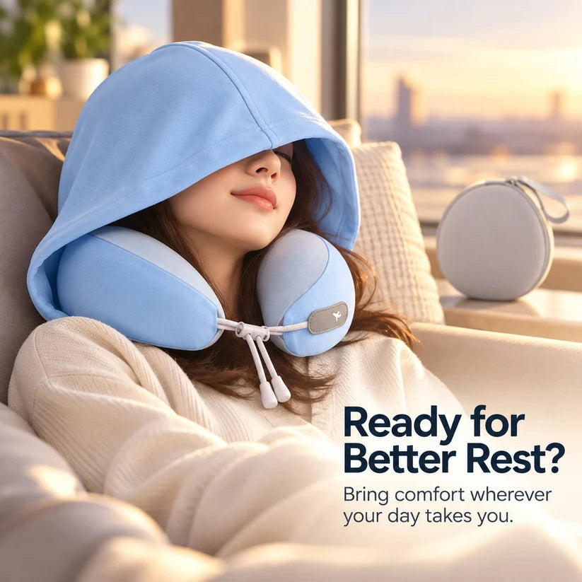 ⏳Limited-time 50% off⏰Hooded Travel Neck Pillow with Carrying Pouch😴💺